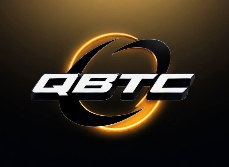 QBTC logo over black and gold background
